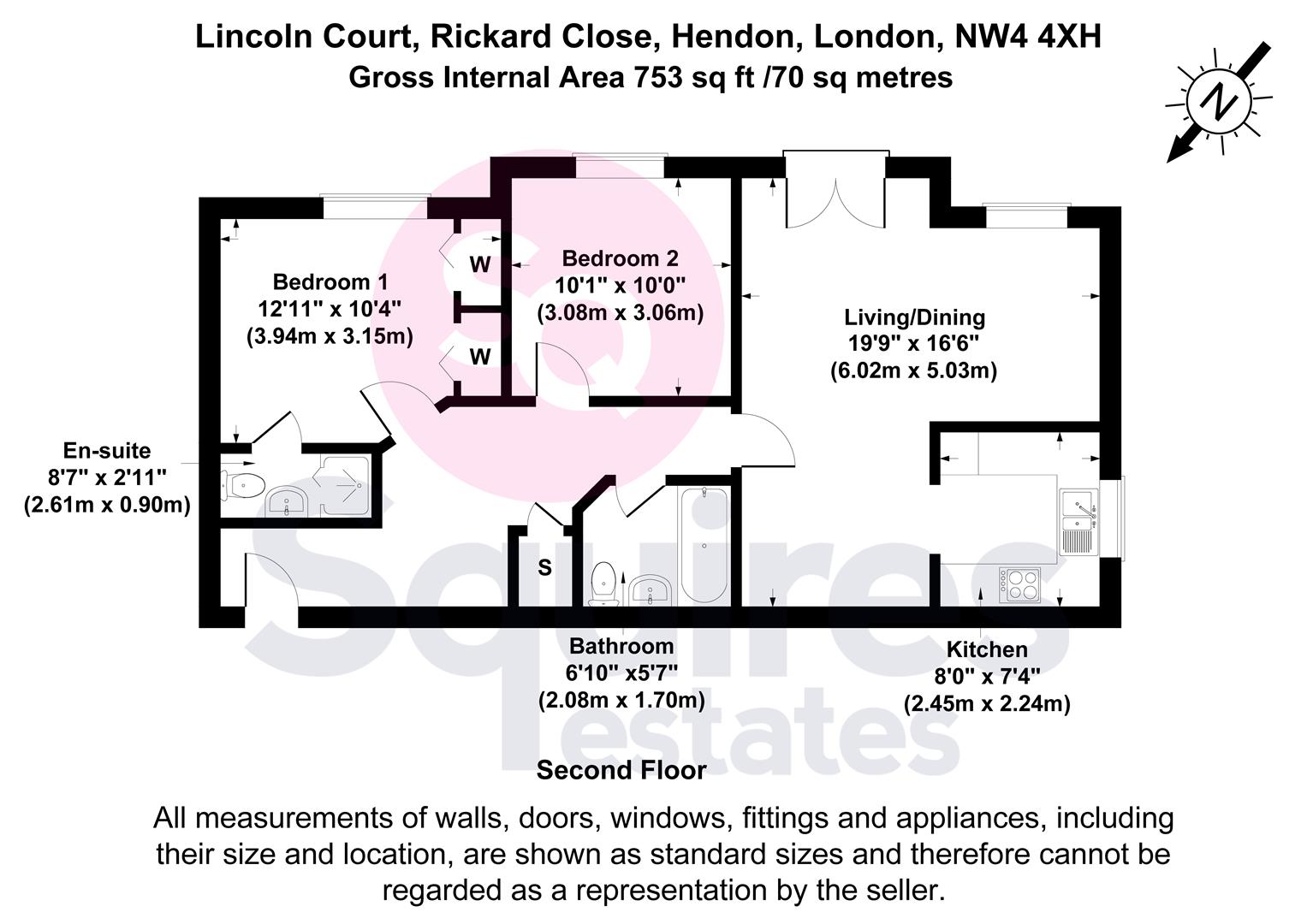 Floorplan for Lincoln Court, Rickard Close, Hendon, London