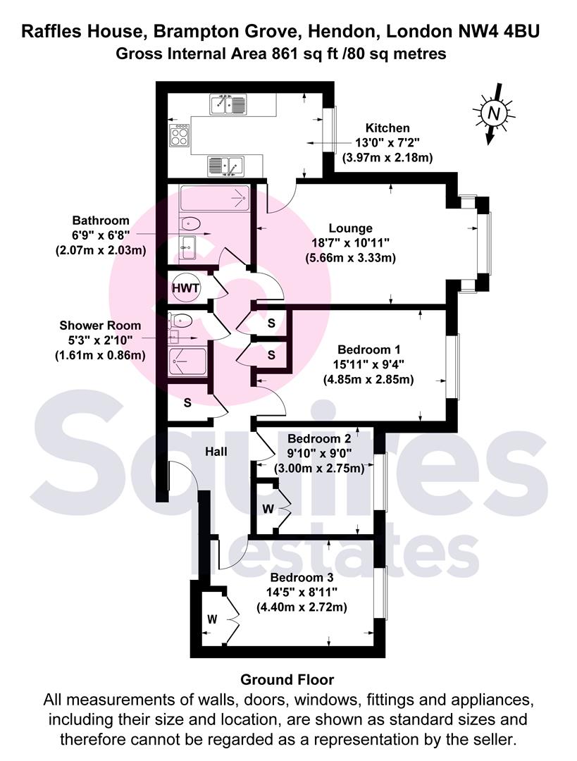 Floorplan for Raffles House, Brampton Grove, Hendon